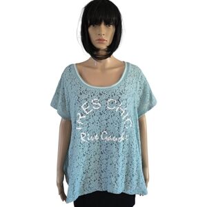 Michel studio collection semi-sheer lace Short Sleeves top, size 3X